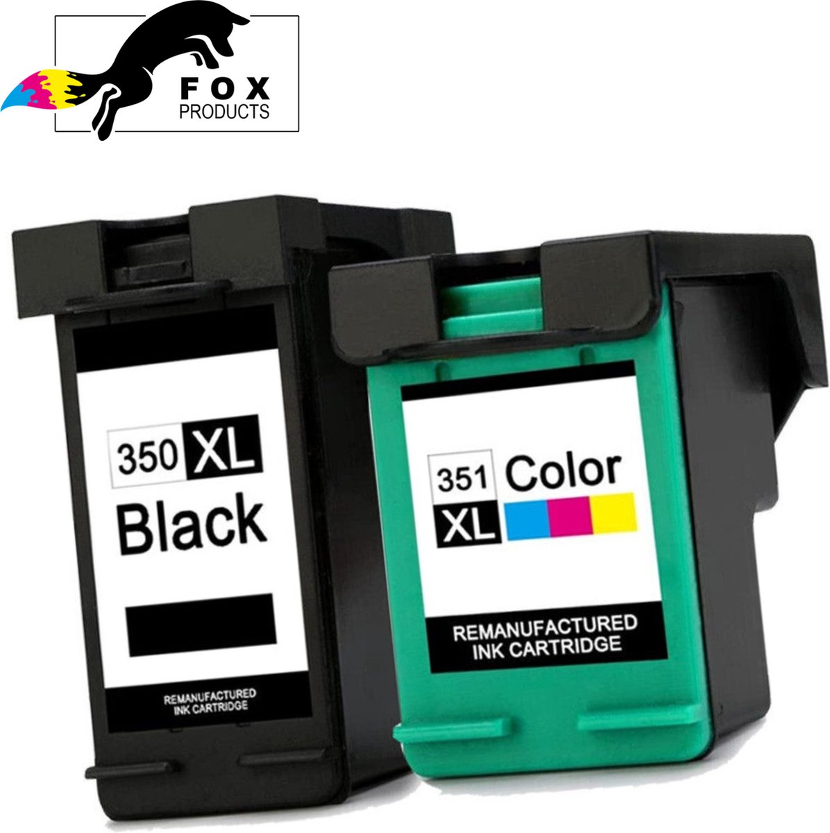 FoxProducts® HP 350XL / HP 351XL 350 351 - cartridge - 2 stuks geschikt voor HP Deskjet D4260 - D4360 - Officejet J5780 - J6410 - Photosmart C5180 - C4280 - C4580
