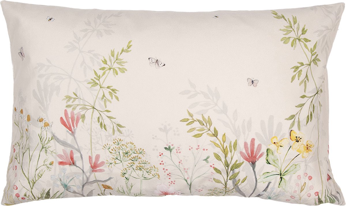 Kussenhoes 30x50 cm Beige Groen Polyester Bloemen