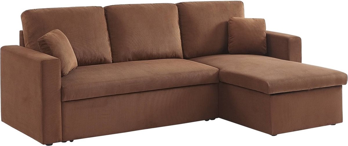 sweeek - Corduroy hoekslaapbank, ida, 3-zits