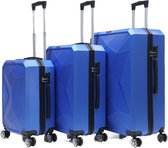 Kofferset Traveleo Babij - 3-delig- met cijferslot - Complete Set - Koffer - Handbagage 35L + 65L en 90L Ruimbagage - ABS03 - blauw