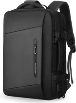 Uitbreidbare rugzak van 25 tot 40 liter, voor heren, laptoptas met USB-oplaadpoort, waterdichte rugzak, diefstalbestendig, vlieggeteste rugzak, handbagage-rugzak