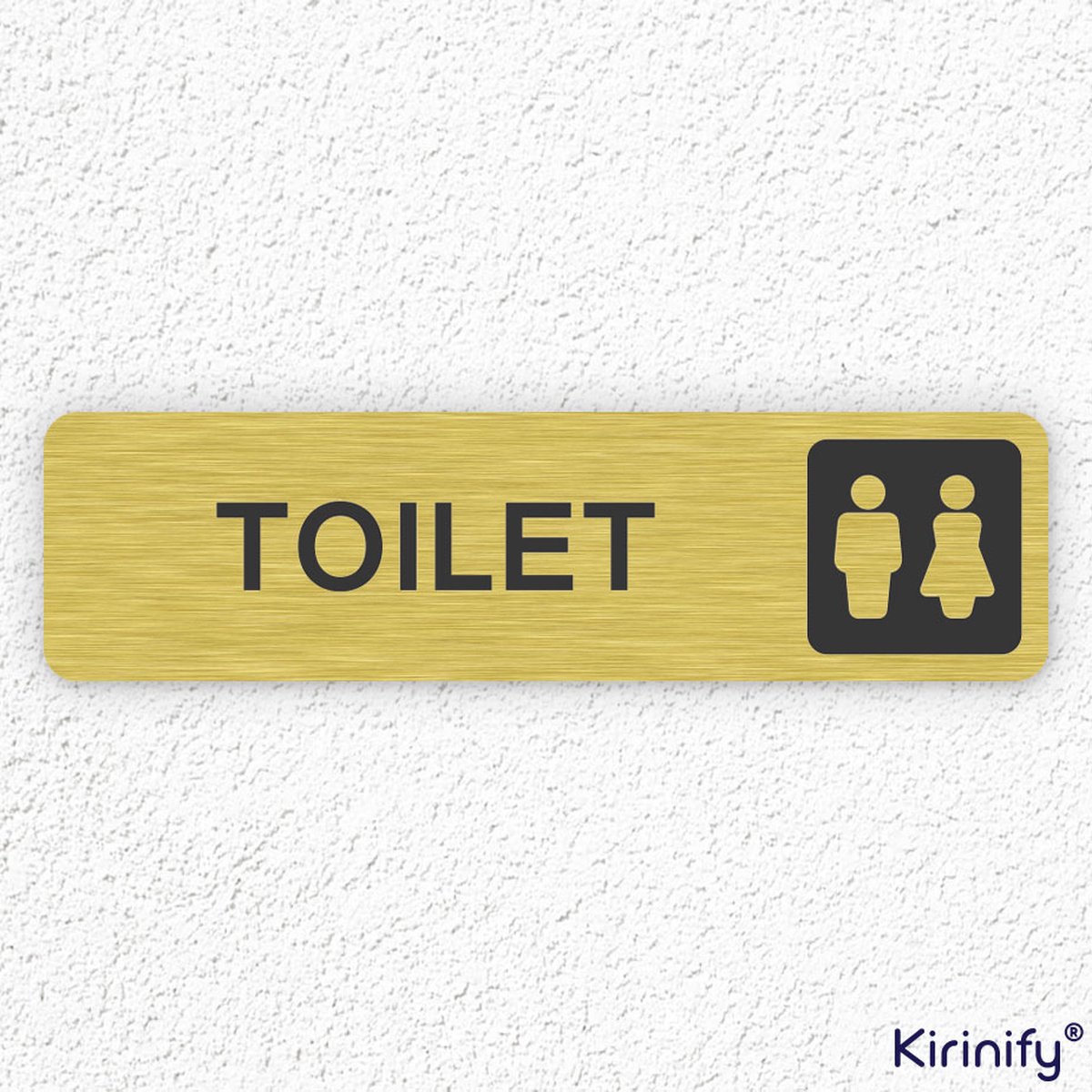 Kirinify - WC Bordje 15 x 4 cm - Toilet man vrouw - Zelfklevend goud toilet bordje - Gegraveerd