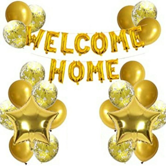 Foto: Welkom thuis ballonset goud welcome home ballon thuis decoratie goud