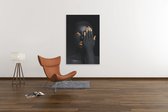 Canvas Schilderij Vrouw - Portret - Goud - Zwart - 60x40x2 cm