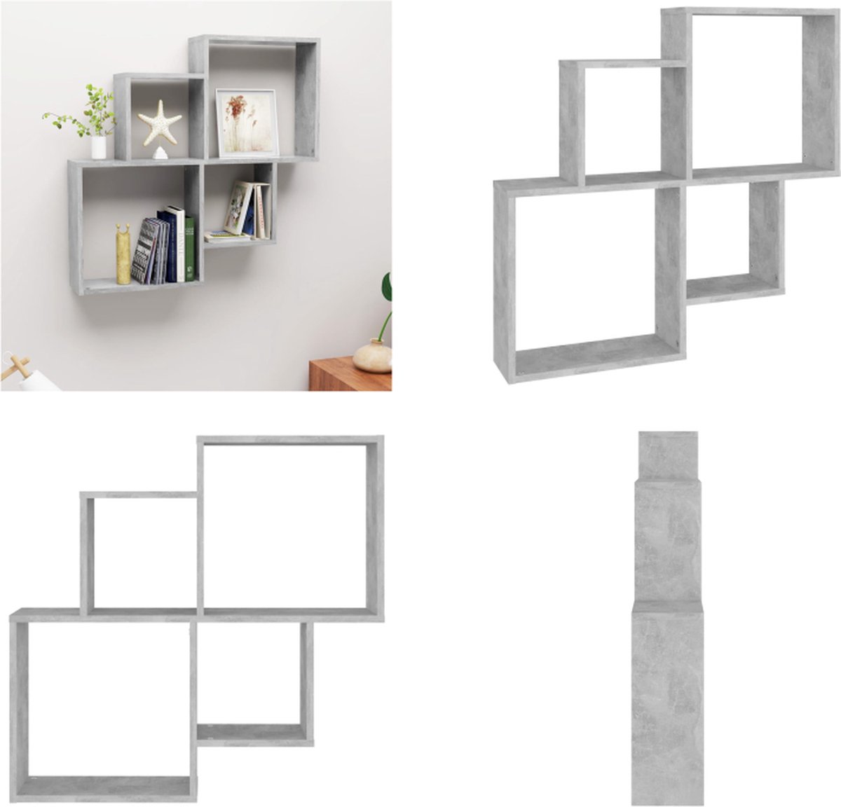 Wandschap 80x15x78,5 cm bewerkt hout artisanaal eikenkleurig