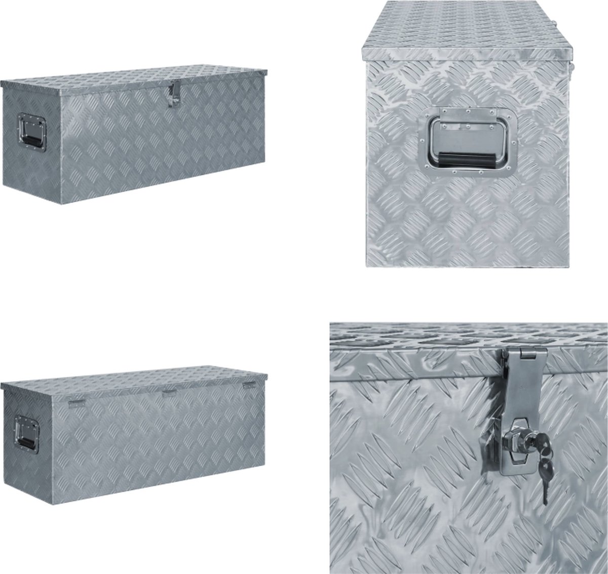 VidaXL Aluminium kist 110-5x38-5x40 cm zilverkleurig Gereedschapskist Gereedschapskisten Trailerdoos Trailerdozen