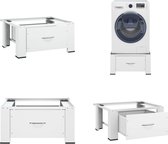 vidaXL Voetstuk voor wasmachine met lade wit - Wasmachineverhoger - Wasmachineverhogers - Wasmachineverhoging - Wasmachineverhogingen