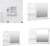 vidaXL Badkamerspiegel 60x10-5x45 cm spaanplaat hoogglans wit - Spiegel - Spiegels - Badkamerspiegel - Badkamerspiegels