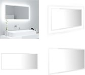 vidaXL Miroir de salle de bain LED 90x8-5x37 cm Acrylique brillant Blanc - Miroir - Miroirs - Miroir de salle de bain - Miroirs de salle de bain
