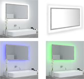 vidaXL Badkamerspiegel LED 80x8-5x37 cm acryl betongrijs - Spiegel - Spiegels - Badkamerspiegel - Badkamerspiegels