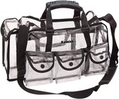Doorzichtige tas make-uptas voor op reis, met 6 buitenzakken, met schouderriem, groot