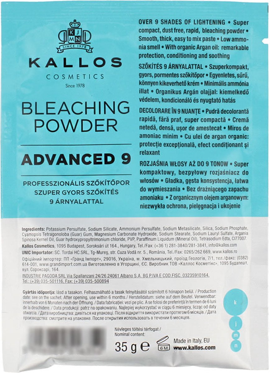 Oxiderende Haarverzorging Kallos Cosmetics Advanced 9 In poedervorm 35 g