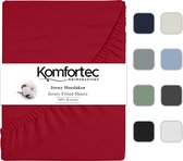 Komfortec Jersey Stretch Hoeslaken 160x200 cm - 30cm Matrasdikte- Rondom Elastiek - 100% Katoen - Rood