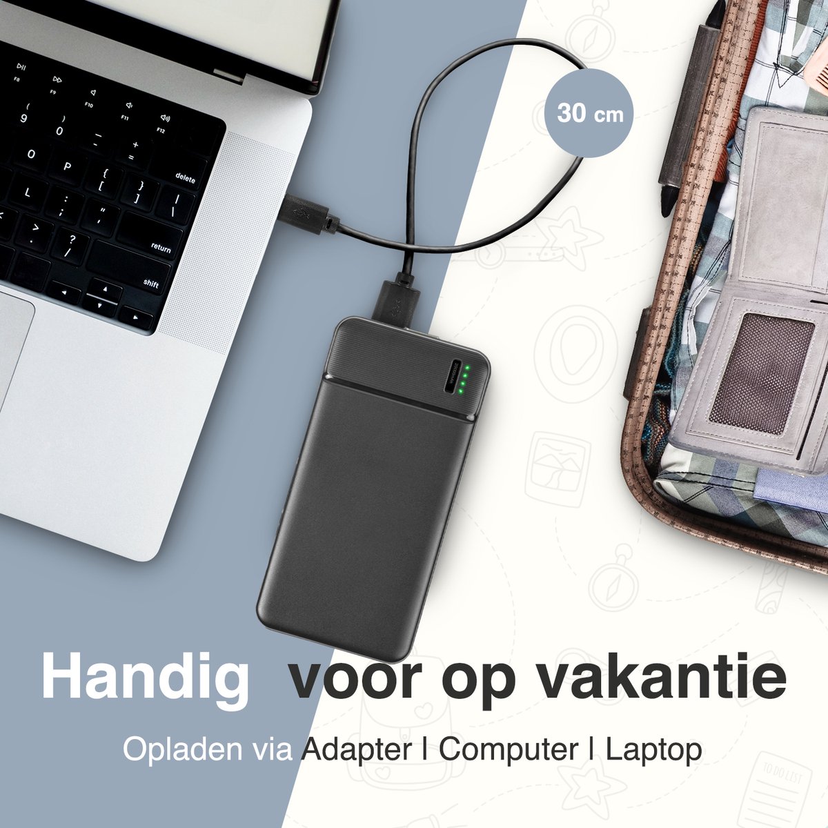 ForDig Powerbank 20000mAh – Powerbank iPhone – Powerbank Samsung – Fast Charge - Universeel - 4 Poorten – USB A, USB C en Micro USB - Compact Design — cadeau in Elektronica - foto 7