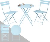 Albatros Set de bistro 3 pièces, Blauw - Table de bistro avec 2 Chaises - Chaises pliantes et table en métal robuste - idéal comme ensemble de meubles de balcon ou de jardin au Design moderne