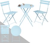 Albatros Bistroset 3-Delig, Blauw - Bistrotafel met 2 Stoelen - Inklapbare Stoelen en Tafel van Robuust Metaal - ideaal als Balkonmeubelset of Tuinmeubels in een Modern Design