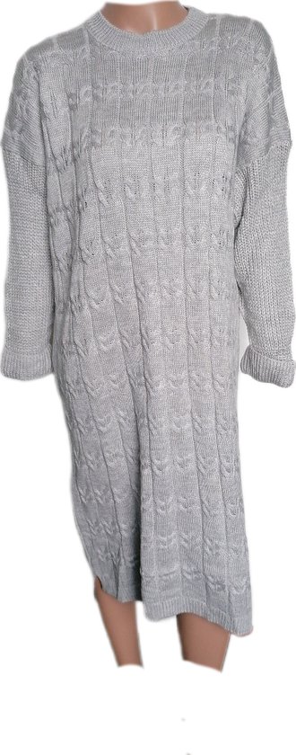 Robe - Femme - Maille - Manches longues - Couleur Gris clair - Taille 46-48