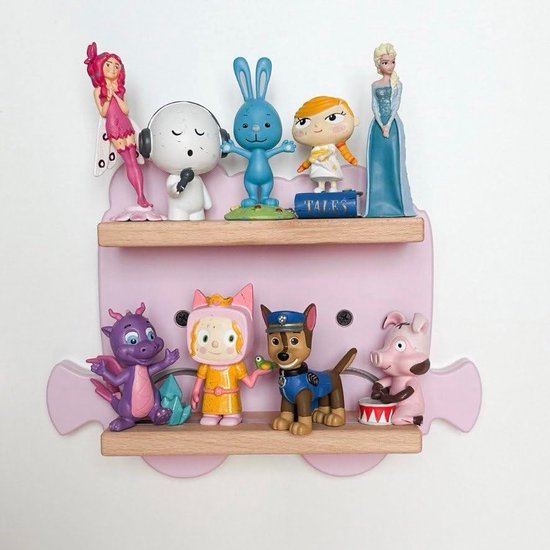 Uitbreidingsset aanhanger kinderrek - wandrek voor luisterfiguren zoals Tonie - Veilig en stabiel - Kinderkamer Decoratie (roze)