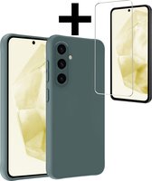 Coque adaptée pour Samsung A35 Coque en Siliconen avec film de protection d'écran – Coque adaptée pour Samsung Galaxy A35 5G Coque en Siliconen – Vert foncé