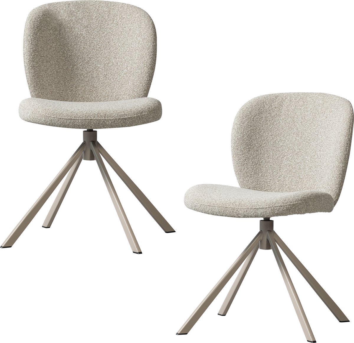 Femke Eetkamerstoelen - Bouclé - Naturel - Set van 2