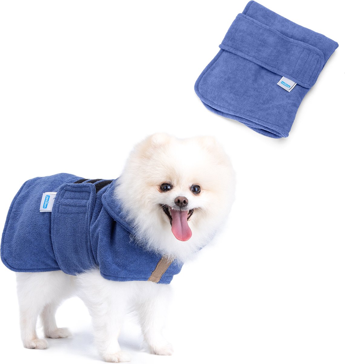 Bol.com Nobleza Hondenbadjas - Honden badjas - Ruglengte 40 cm - S - Blauw aanbieding