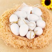 6x DIY plastic/kunststof decoratie eieren/Paaseieren wit 8 cm - Paasversiering/decoratie Pasen om te knutselen/schilderen