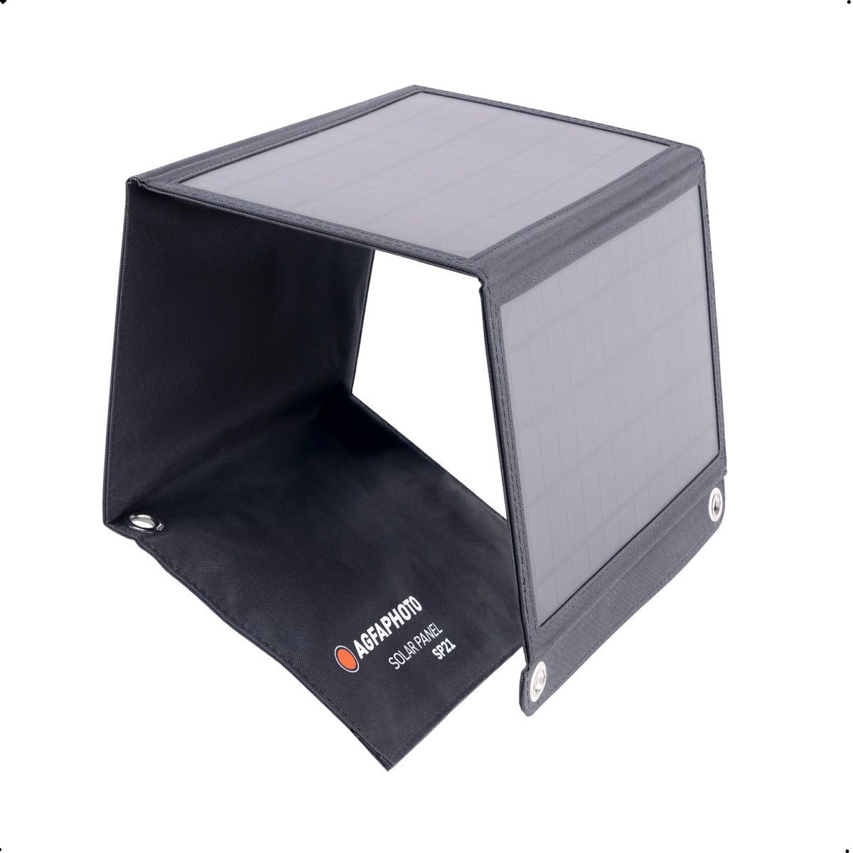 AgfaPhoto Solar Panel SP 21 - Opvouwbaar Zonnepaneel - Solar Panel - Camping Zonnepaneel - Portable Oplader - Draagbare zonnepaneel - 21 W - 1x DC 1x USB Output