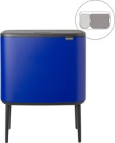 Brabantia Bo Touch Bin poubelle 11 + 23 litres avec 2 seaux intérieurs synthétiques - Mineral Powerful Blue