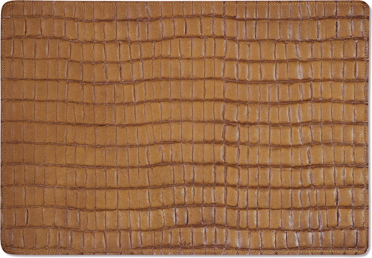 Dutchdeluxes - Luxe - Vol nerf leer - Handgemaakt - Placemats - 1 stuk - Bruin