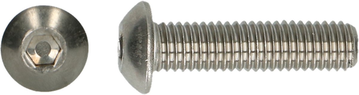 Laagbolkopbout M4 x 30 ISO 7380-1 RVS A2 (500 stuks)