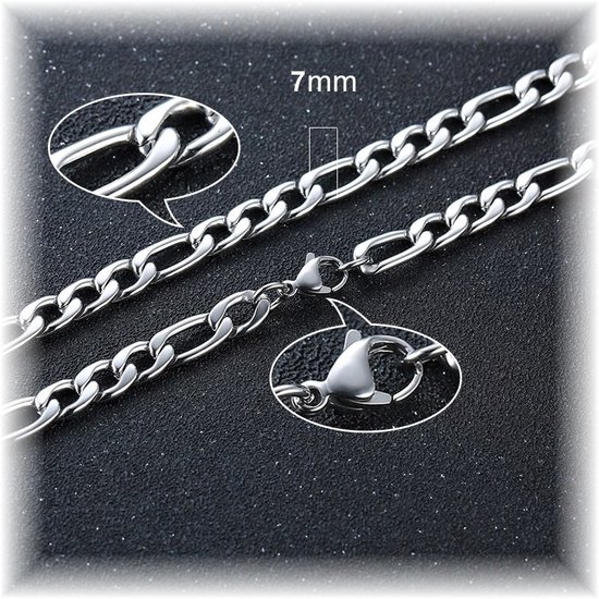 Fako Bijoux® - Schakelarmband Figaro - Armband Figaro Schakel - Staal - RVS - 7mm - 18cm - Zilverkleurig