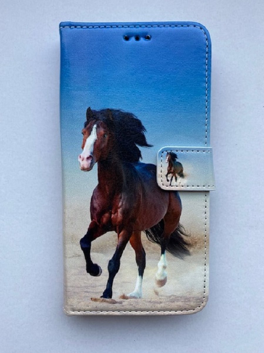 Boekhoesje - Paard - portemonnee hoesje met kaarthouders en magneetsluiting geschikt voor Samsung Galaxy S24
