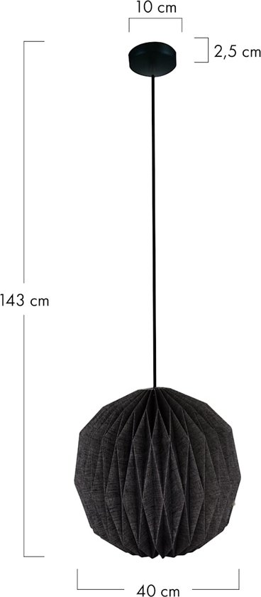 DKNC - Lampe suspendue Edina - 40x40x43cm - Zwart