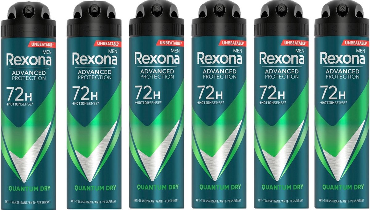 Goedkoopste Rexona Deospray Men Quantum Dry - Voordeelverpakking 6 x 150 ml