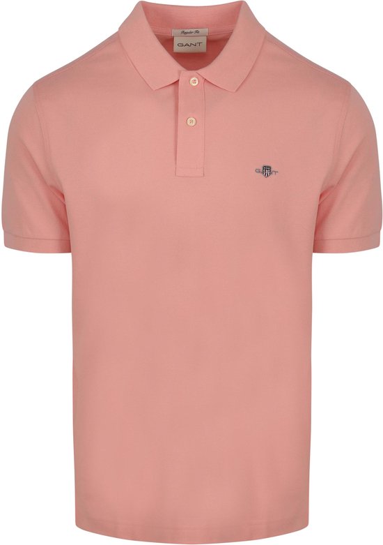 Gant - Shield Piqué Poloshirt Roze - Regular-fit - Heren Poloshirt Maat L