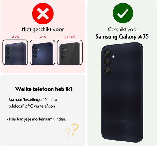 Hoesje Geschikt voor Samsung A35 Hoesje Book Case Hoes Wallet Cover Met 2x Screenprotector - Hoes Geschikt voor Samsung Galaxy A35 5G Hoesje Bookcase Hoes - Rood