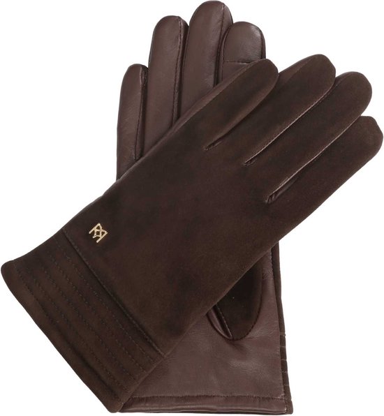 Brown suede and smooth leather gloves