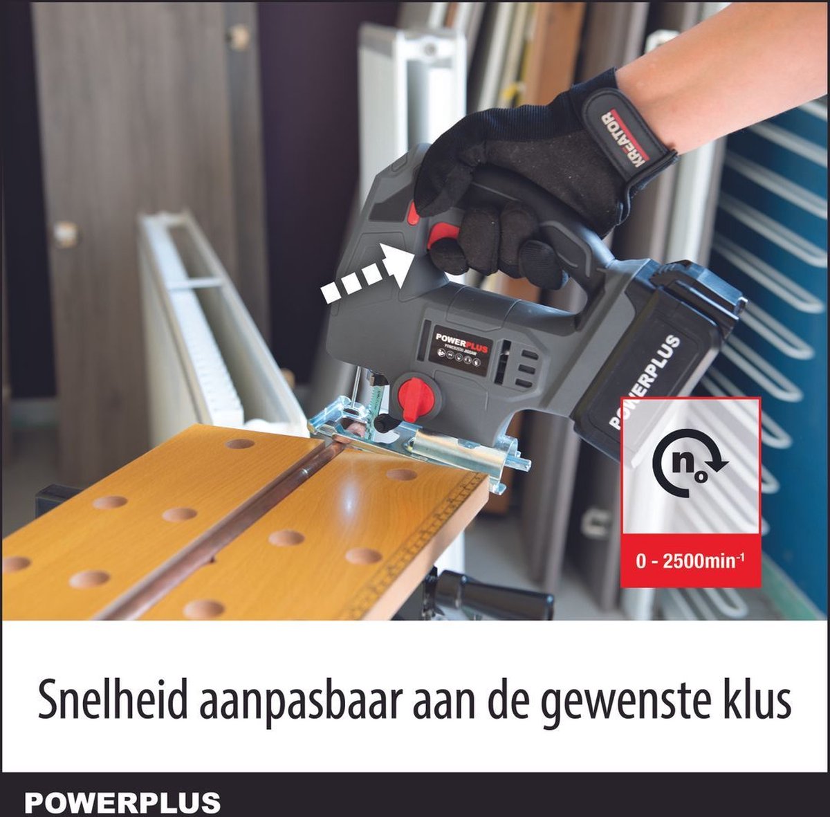 Powerplus accu decoupeerzaag POWEB2530 - 18V zaagmachine - 2500min-1 - zonder accu en lader - gereedschap met 1 acc. – foto 6