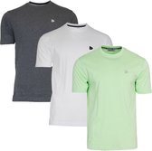 3-Pack Donnay T-shirt (599008) - Sportshirt - Heren - Charcoal-marl/White/Lemon green (577) - maat S