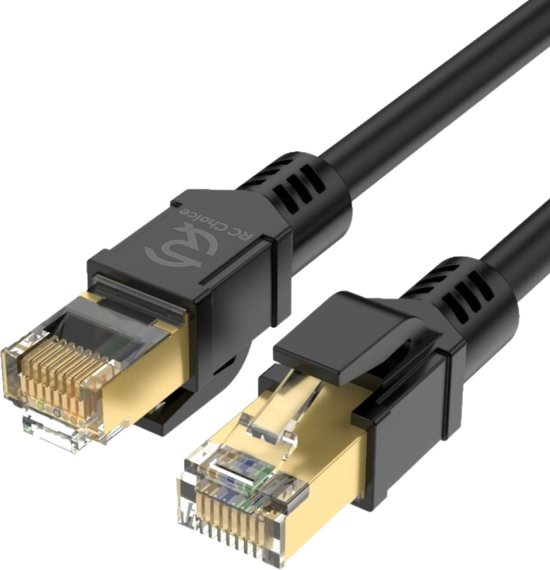 Foto: Internetkabel cat8 ethernet netwerk kabel tot 40gbps rj45 ronde utp kabel zwart 10 meter