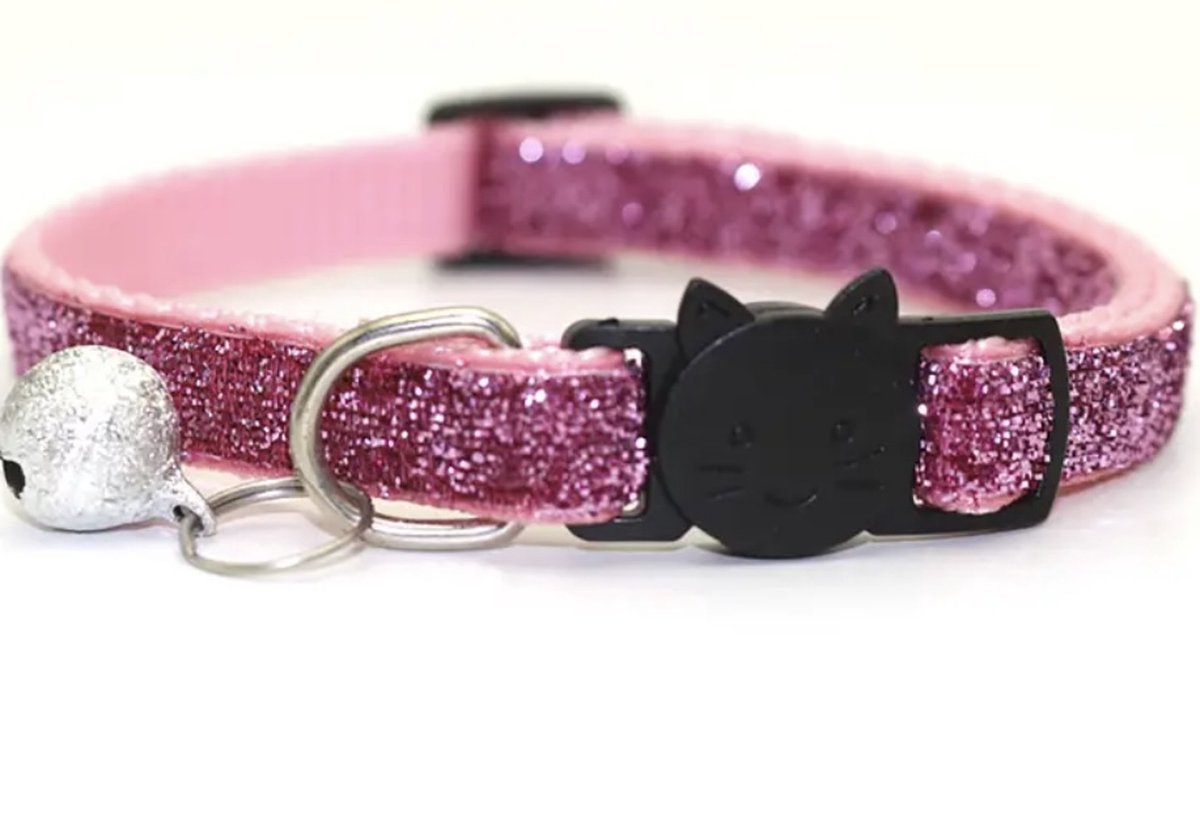 Kattenhalsband met belletje / Licht roze kattenhalsbandje / Halsband voor katten / Halsband voor poezen