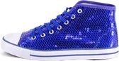 Sneaker blauwe glitter schoenen - Hoogwaardige afwerking - maat 38