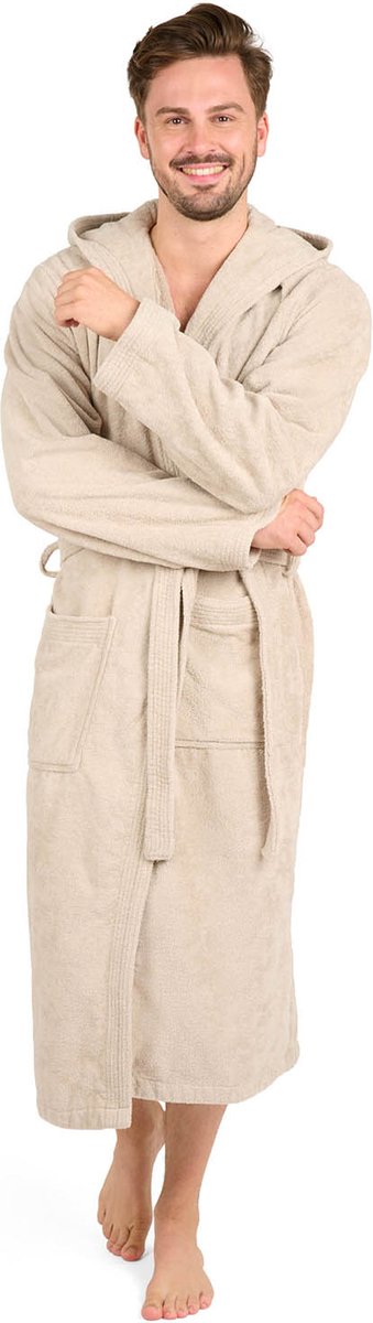Blumtal Badjas Katoen - Katoenen Badjas - Zachte Badjas met Capuchon - 100% Katoen - Taupe - Maat L