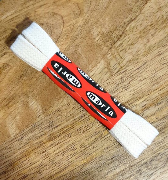 Marla Lacets - 1 paire de lacets plats de sport ou de baskets - 90 cm - écru crème blanc crème - 100% coton. Lacets de qualité hollandaise d'environ 9 mm de large