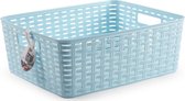 Plasticforte Opbergmand - Kastmand - rotan kunststof - lichtblauw - 12 Liter - 30 x 37 x 13 cm