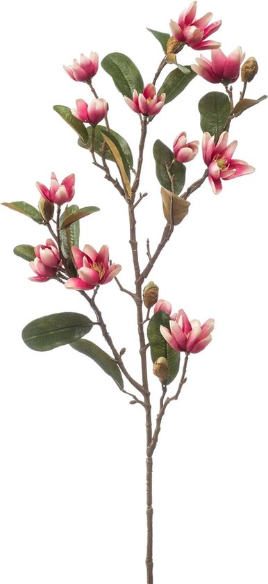 Emerald Kunstbloem Magnolia Pearl tak - 87 cm - fuchsia - Kunst zijdebloemen