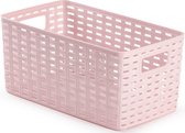 Plasticforte Opbergmand - Kastmand - rotan kunststof - roze - 5 Liter - 15 x 28 x 13 cm