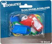 Doratex Sleutellabels/sleutelhangers met schrijfblad - 10x - gekleurd - kunststof/metaal