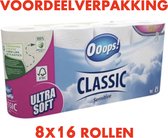 Ooops! Classic Sensitive 3-Laags Toiletpapier - WC papier 8 x 16 Rollen - Voordeelverpakking 128 rollen