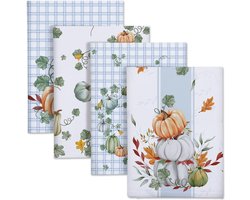 Keukenhanddoeken katoen 4 stuks, theedoeken 100% katoen pompoenen keukenhanddoek set multifunctionele hoogwaardige keuken droogdoek bar handdoeken 50 x 70 cm